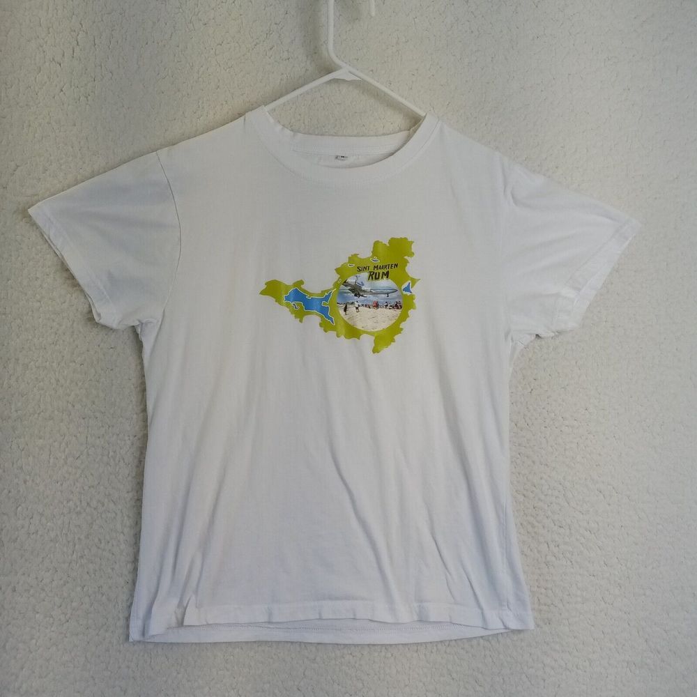 Sint Maarten Rum Shirt Adult Medium Short Sleeve White Double Sided